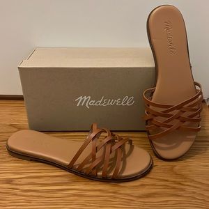 Madewell Crisscross Leather Slide sandals brown 6